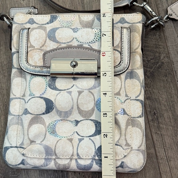 COACH Pewter/Silver & Multi Blues Crossbody Bag with Sequin Detailing - Picture 9 of 12